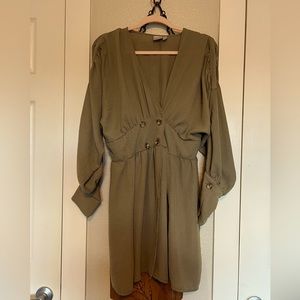 Flowy Olive Wrap Dress